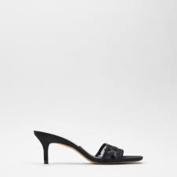 ZARA Black Mesh Heeled Party Sandals Slides 37 NEW 6.5 - Picture 5 of 14
